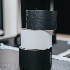 black and white round speaker
