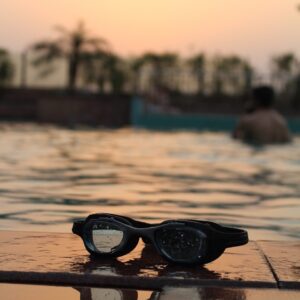 black goggles on dock